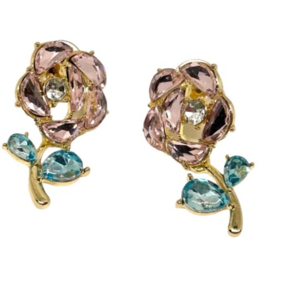 ⭐💍 FREE Baguette Flower Floral Hipster Plant Chic Glam Stud Artsy Hip Earrings - Picture 9 of 9